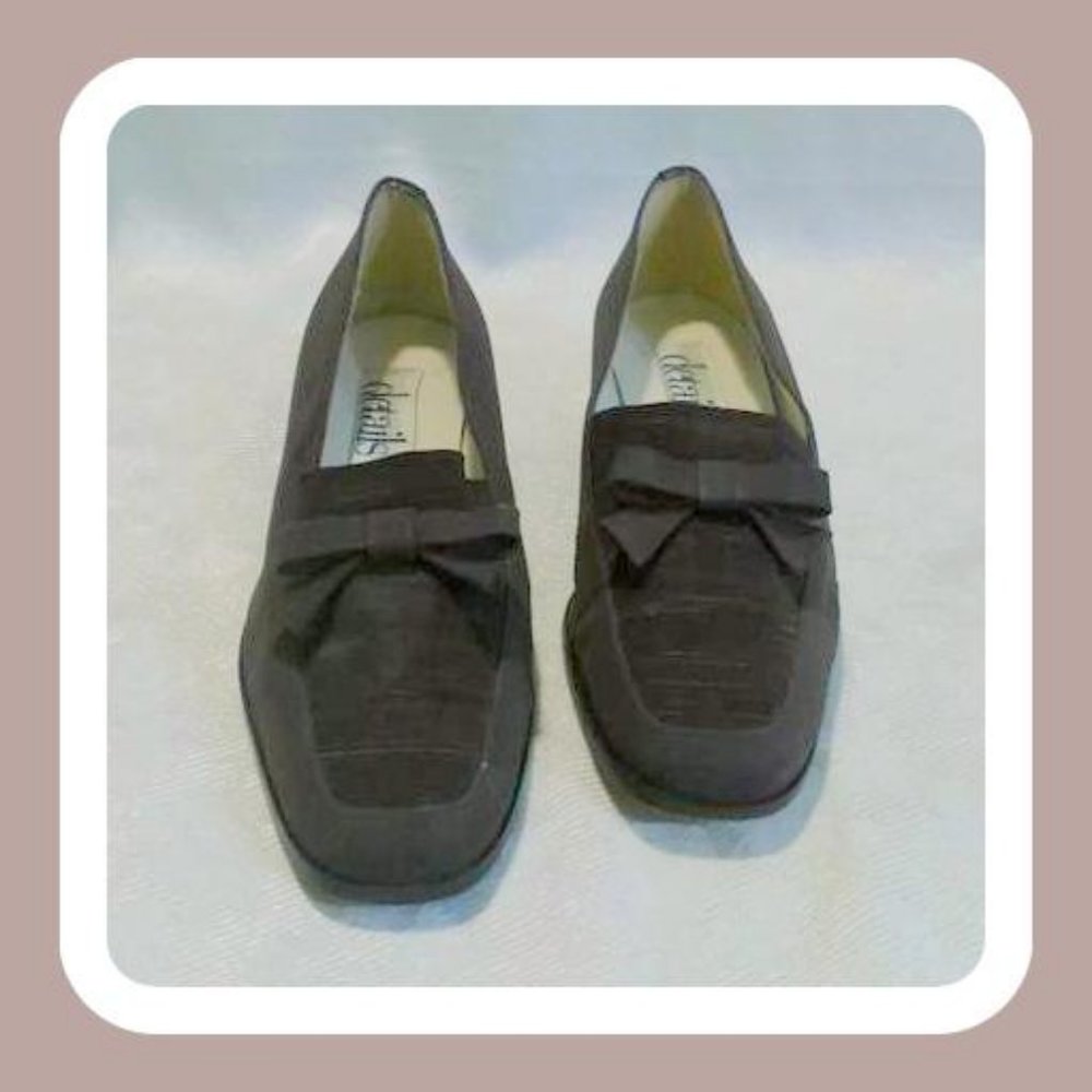 Details Vegan Bow Trimmed Slip On Fabric Shoes
